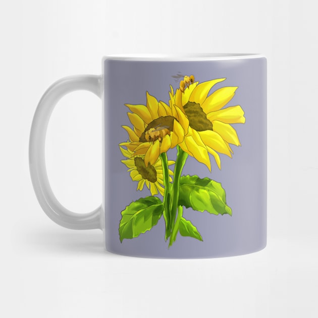 Sunflowers & Bees by Lustrous Art & Design